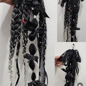 Black and Silver ponytail tie in Hair Accessory with Bows